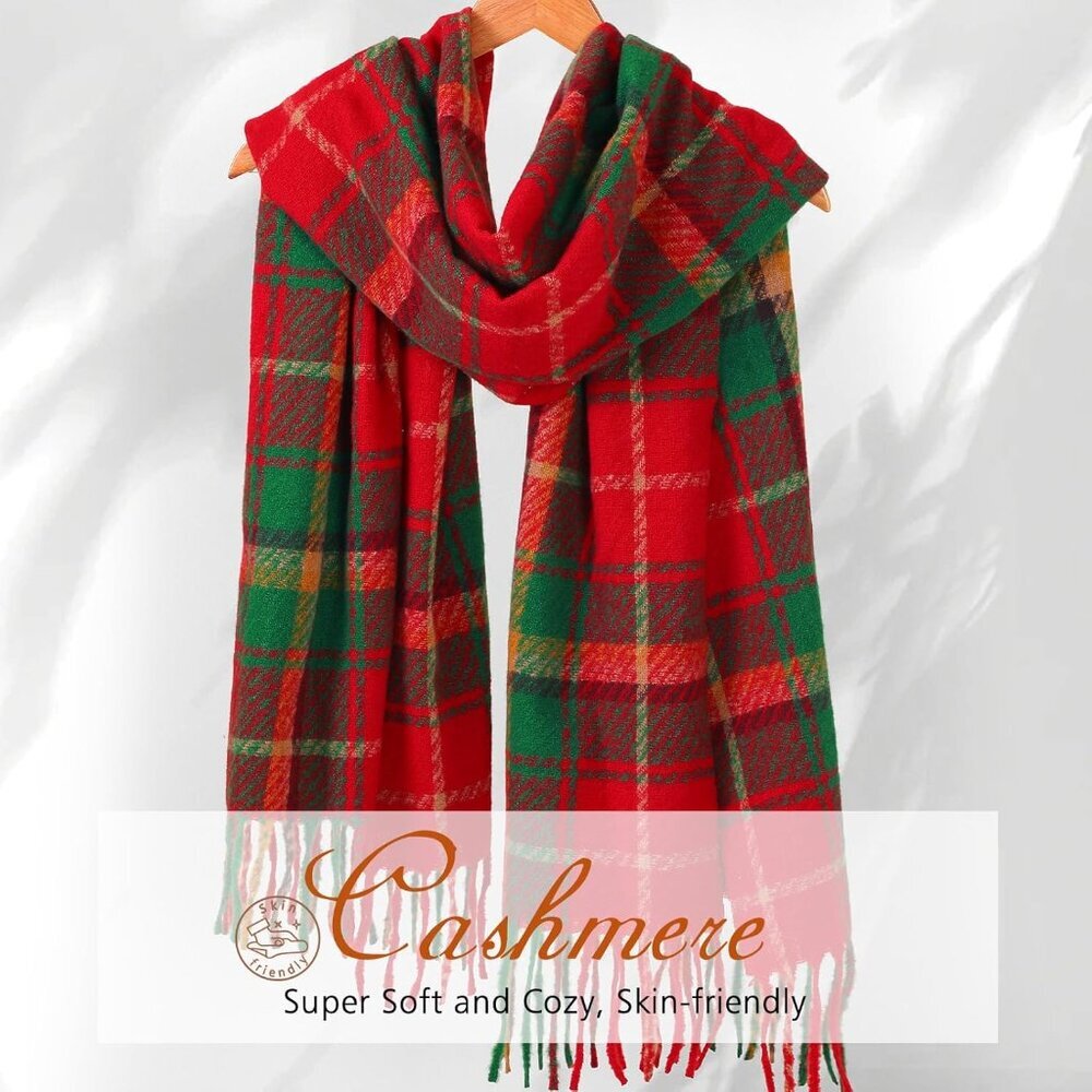 Womens Winter Scarf, Fashion Cashmere Feel Plaid Scarfs for Women, Pashmina Shaw - Picture 3 of 9